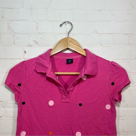 Gap Kids Polka Dot Polo Shirt Girls XL 12 Pink Embroidered - Picture 2 of 10